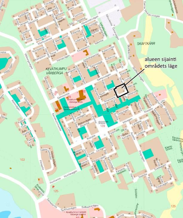 1. PLANERINGSOMRÅDE Ändringen av detaljplanen gäller byggvolymen på flervåningshusfastigheten i det så kallade området Vårberga II i Vårberga, det östra områdescentrum i Borgå, och gatuområdet som