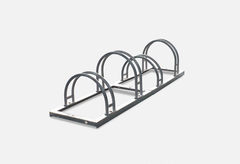 CYKELSTÄLL SPIN Bike Stand Spin Stabilt, säkert och modulbaserat cykelställ i varmförzinkat stål med bågformat hjulfäste för både enkeloch dubbelsidig cykelparkering.