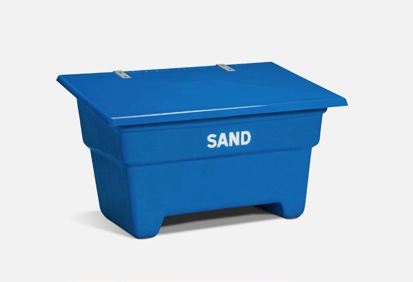 SANDBEHÅLLARE 350L Sand Container 350L Svensktillverkad sandbehållare med en volym på 350L tillverkad i glasfiberarmerad polyester, anpassad för vårt nordiska klimat.