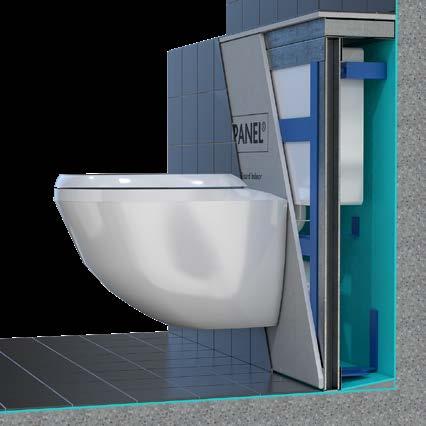 VVS-installationer Inbyggnadsfixturer Installationsvägg för enkelsidigt WC-montage, horisontell avloppsdragning Tätskiktet (grönt) ska vara obrutet bakom och
