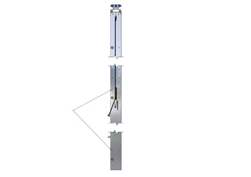 Pour un Trackscreen à fermeture centrale, déplacez le ou les goujon(s) du bas sur ces trous.