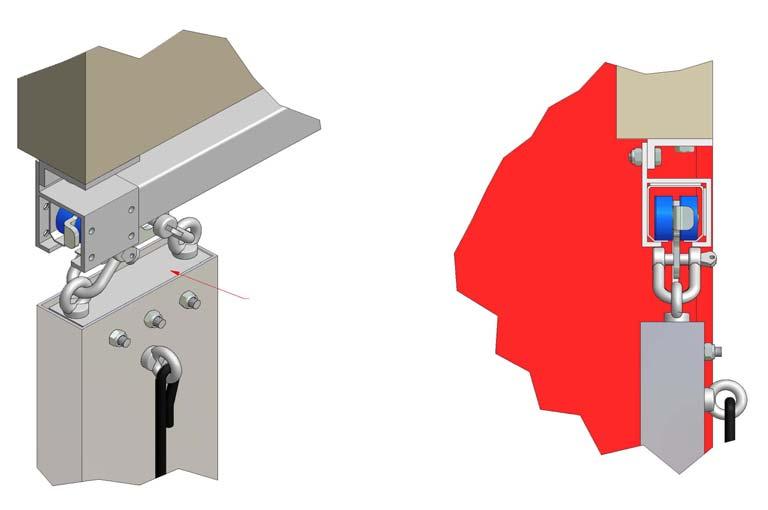Figure 5), il peut être nécessaire de déplacer l'angle de fixation du chariot pour le mettre à l'intérieur du poteau, et faire
