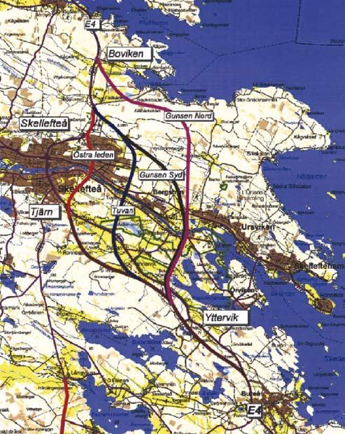 2.4 Tidigare utredningar och beslut I detta kapitel redovisas vilka väglösningar som har studerats tidigare samt vilka av dessa som fortfarande är aktuella respektive har valts bort.