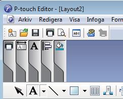Använda P-touch Editor Använd [Ställer in textfärgen för vald text] för att redigera färgen på texten. Använd [Ändrar fyllningsfärgen] för att redigera färgen att fylla ett inramat område med.