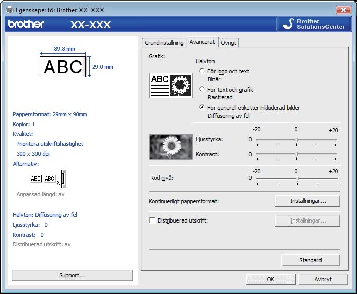 Använda P-touch Editor 5 Välj fliken [Avancerat].