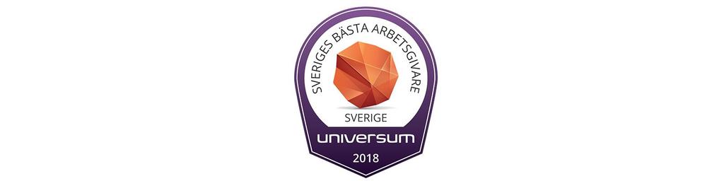 Vi är en av Sveriges Bästa Arbetsgivare Detta visar Universums årliga undersökning "Sveriges Bästa Arbetsgivare" där medarbetare bedömer arbetsgivaren utifrån de tre