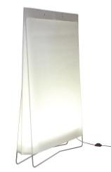 product code SEK Chill Out-I, floor lamp/ space divider 8299 Material: epoxy coated steel frame in aluminium colour and laminated shade material.