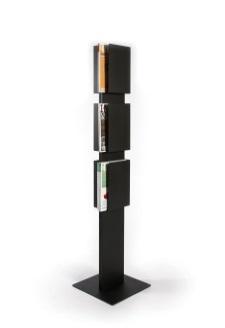 Colour options: Glossy white, matt black and silver. Size: width 190, depth 50, height 1000 mm. Design: Mikko Laakkonen.