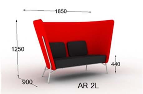 Tone) Tillval: Kromat stativ 1 045:- Aura AR2L 2-sitssoffa med hög rygg 33 373:- Klädd stoppad sits Klädd