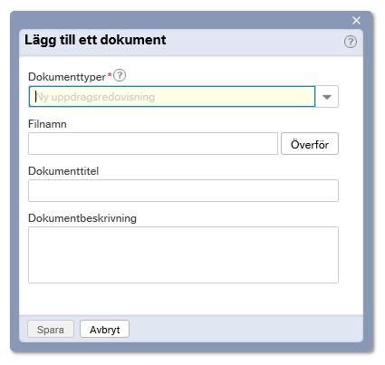Hantering av anknutna: 22 Fönstret Lägg till ett dokument öppnas.