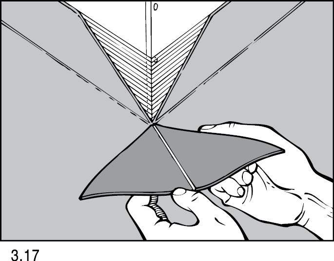 3.17 "Triangeln" kan därefter enkelt vikas och monteras på hörnet. 3.