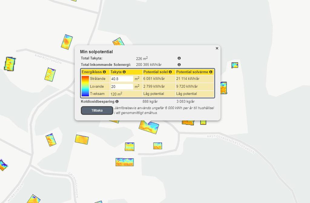 Solkartor finns att tillgå för flera kommuner i Sverige och med hjälp av dem går det att ta reda på vilka ytor som lämpar sig för solceller samt ungefär vilken