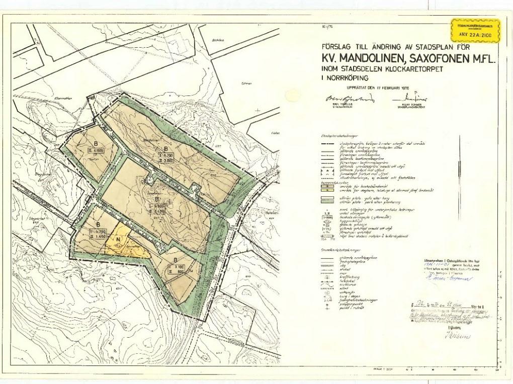 NORRKÖPINGS KOMMUN 8(23) Figur 5. Gällande detaljplan; 22A:2100.
