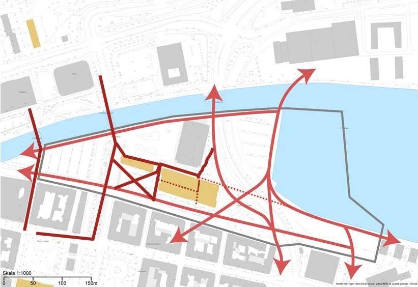 Det är av central betydelse för att Norra kajen inte ska bli en distanserad stadsdel, trots det nära läget i staden 750 till 1500 meter till Stora Torget.