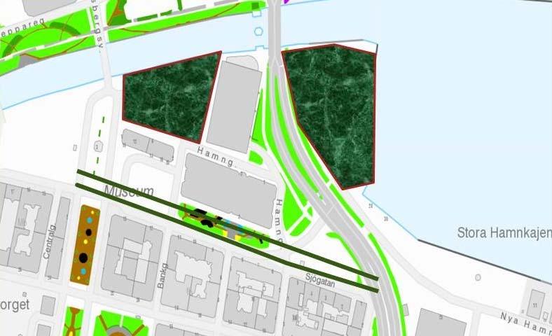 De ytor i staden som idag används för evenemang är i första hand parkeringen på Norrmalm ca 5700 m2 och Stora Torget ca 7000 m2.