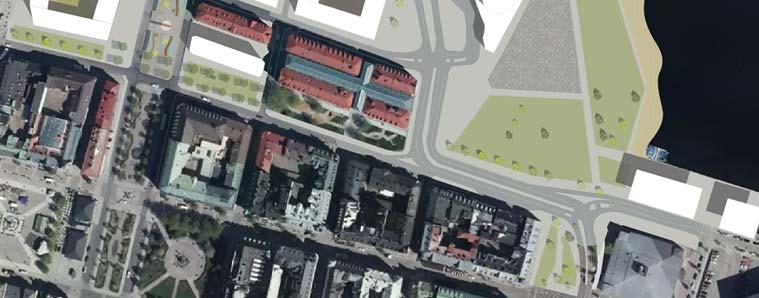 16 Sjögatan Esplanaden/parken söder om kulturmagasinet förlängs på sikt både öster ut och väster ut. Förlängningen mot väster planeras göras i samband med att bussarna flyttas till Oasen.