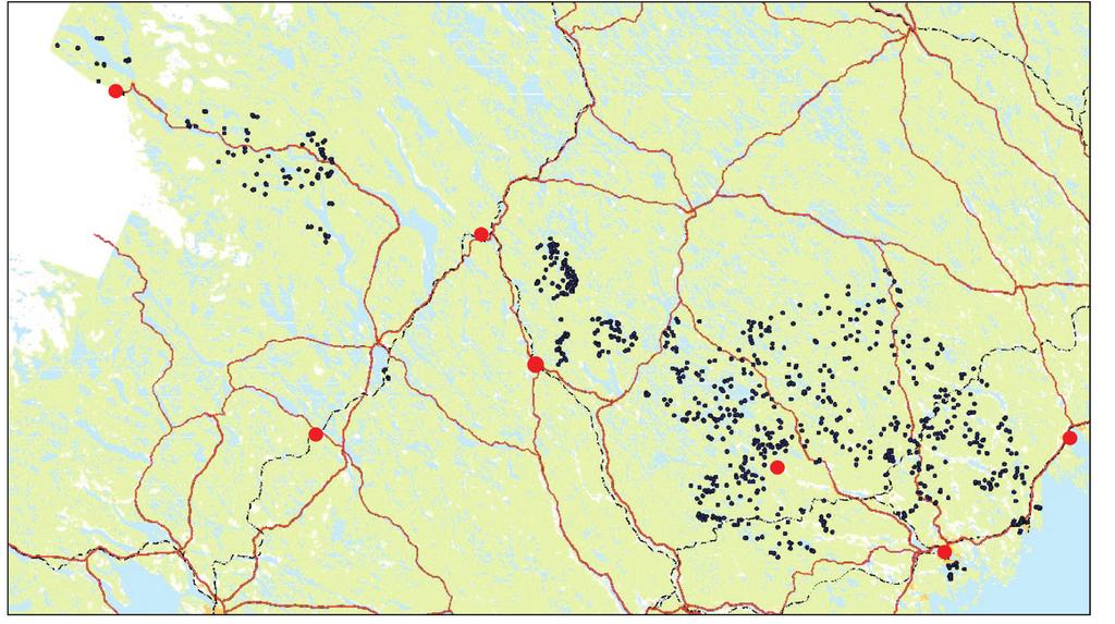 Figures 1 and 2 show the geographical distribution of the optimization data for the two companies. Figure 1.