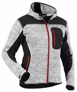 133 DAM JACKOR/BYXOR 4931 STICKAD JACKA DAM 2117 100% polyester, stickat, 170g/m² 9099 Gråmelerad/Svart S-XL 9799 Antracitgrå/Svart XS-XXXL DETALJER: Fast luva. Förstärkt axelparti.