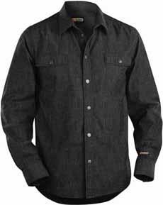 43 PROFIL SKJORTOR 4 3295 DENIMSKJORTA 1129 100% Bomull, Denim, 185g/m2 8900 Marinblå # S-XXXL DETALJER: Blåkläder-brodyr bak. Metalltryckknappar. Sömmar i kontrastfärg.