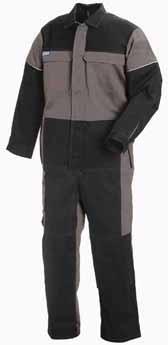1574 FLAMSKYDDAD BYXA 1507 100% bomull, satin, flamskyddad, antistatisk, 350 g/m² 9499 Grå/Svart C44-C62, C148-C156, D96-D124 DETALJER: Breda hällor. Gylf med metallblixtlås.