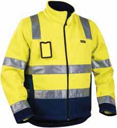 VINDTÄT VINDTÄT 4839 FLEECEJACKA VARSEL 2545 100% polyester, 3-lagersfleece, vindtät, 460g/m² 3389 Varselgul/Marinblå # 5389 Varselorange/Marinblå L-XXXL FUNKTIONALITET: Vindtätt material med