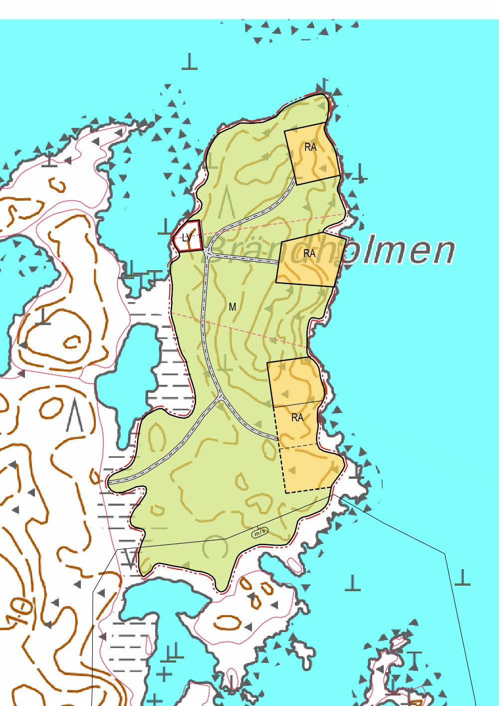 15 BILAGA 2. Illustration över placeringen av byggplatserna och småbåtsplatsen i stranddetaljplanen.