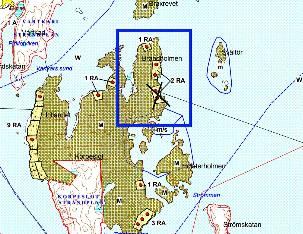 7 3.2 Generalplan På området gäller Västerö-Österö strandgeneralplan som fastställdes 27.5.2005. Strandgeneralplanen har rättsverkningar som direkt styr beviljandet av bygglov.