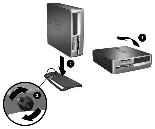 Använda datorn med liten formfaktor i en minitorn-konfiguration Datorn med liten formfaktor kan användas antingen i en minitorn- eller bordsdator-konfiguration.