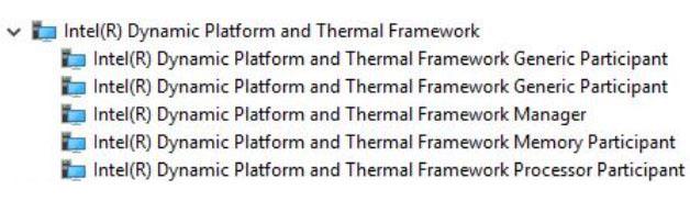 Intel Dynamic Platform and Thermal Framework Kontrollera om drivrutinerna för Intel Dynamic Platform and Thermal Framework redan är installerade på datorn. Tabell 24.