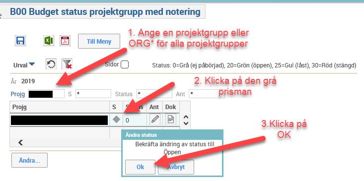 Symbolen för status byter färg till grönt.
