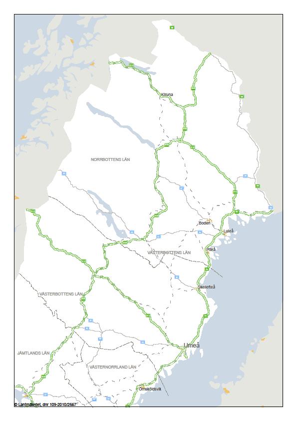 Region Nord beläggning 2015-2017 E45 N Soppero/Ö Sopperovsk Pulsujärvi (2016) BD983 Autio-Kirkonlahti (2016) Väg 395 Tornefors- Lovikka (2016) E10 Murjevara-Leipijoki (2015) E45 Gällivare-vsk FLP