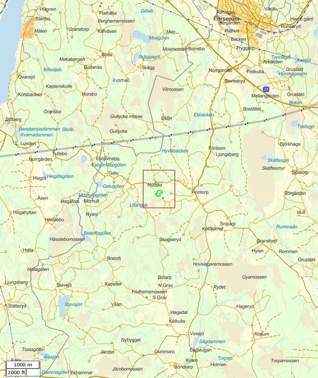 Traktdirektiv 2017-09-14 20:18 Fintorp 2:17 & 2:7 Hushållningssällskapet Skog Översiktskarta Skala: ~1:50000