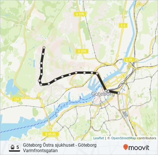 Riktning: Göteborg Ullevi Norra 18 stopp VISA LINJE SCHEMA Göteborg Varmfrontsgatan Göteborg Temperaturgatan Göteborg Väderilsgatan 5 spårväg Tidsschema Göteborg Ullevi Norra Rutt Tidtabell: Måndag