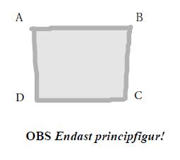 8) Beräkna arean för ytan som begränsas av punkterna A, B, C och D med hjälp av formeln för areaberäkning med koordinatbestämda brytpunkter.