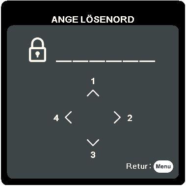 Använda lösenordsfunktionen Av säkerhetsskäl och för att förhindra obefogad användning, är det möjligt att säkra projektorn med ett lösenord.