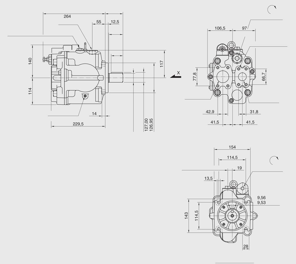 2.2.26 V100-71 V100-71 mit Druckregler 01 2 Befüllanschluss * SW 22 Förderstrom SW 17 "D" "E" tief 8 Stück Entleerungsanschluss SW 5 51 34 Druckregler * umpe mit Befüllanschluss nach