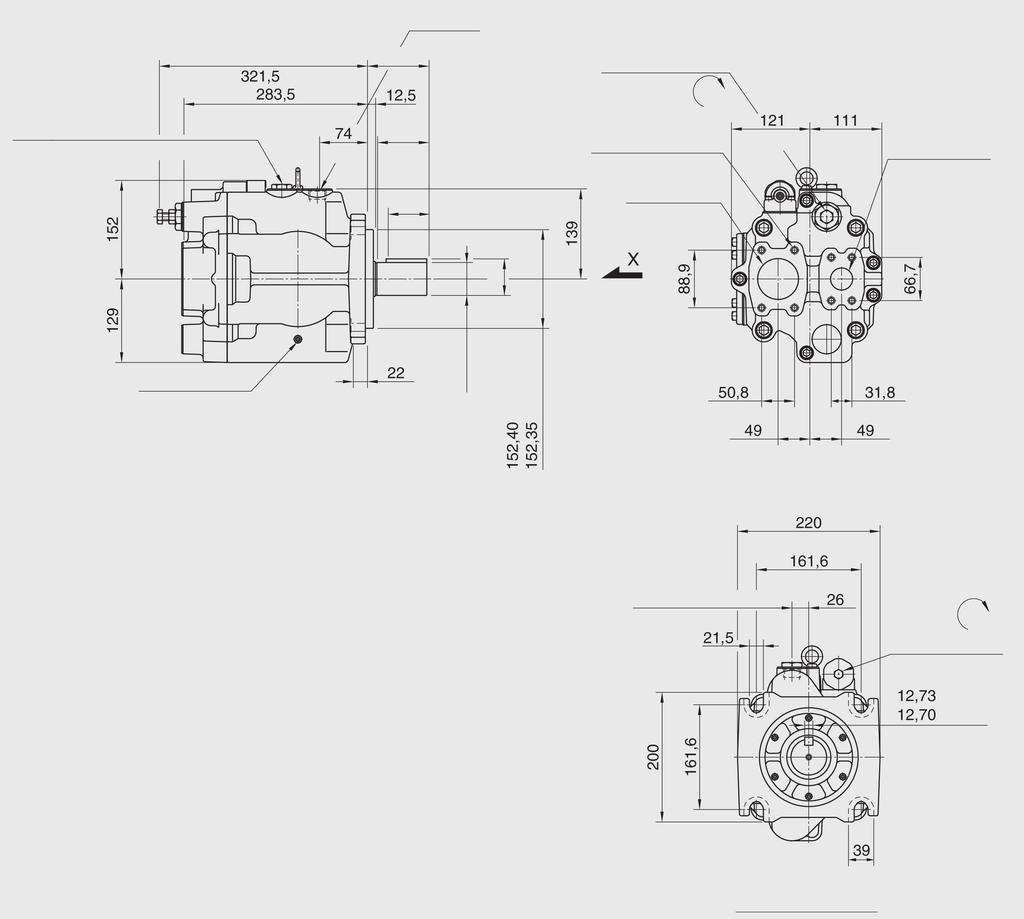 2.2.28 V100-145 V100-145 mit Druckregler 01 2 Befüllanschluss * SW 27 Förderstrom SW 19 "D" "F" tief 8 Stück 63 34 Entleerungsanschluss SW 5 Druckregler * umpe mit Befüllanschluss nach