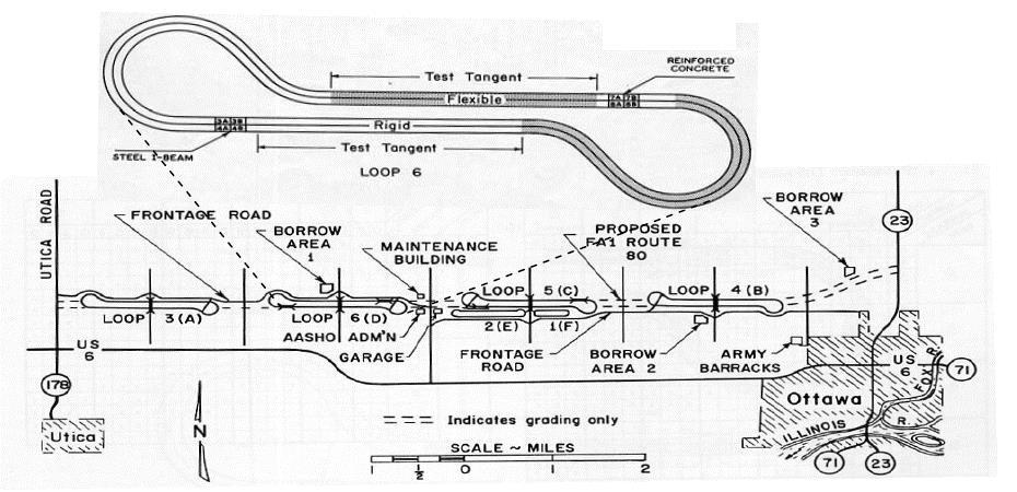 AASHO-försöken 1958-1960 6 provbanor; många vägkonstruktioner. 25 mm till 354 mm ekvivalent asfalt (10 mm asfalt = 30 mm grus). Medel 178 mm e.a., ungefär 80 mm asfalt på 300 mm krossgrus.