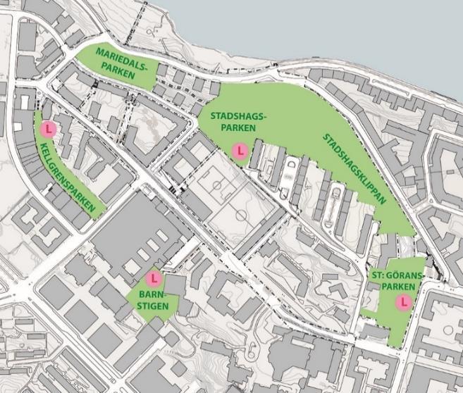 är i linje med planering inom Skolplanering i samverkan (SAMS) för Kungsholmen. Stadshagens idrottsplats rivs och får en ny utformning.