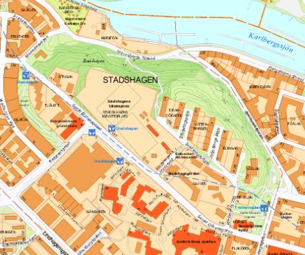Karta över Stadshagen Projektet Stadshagen omfattar området mellan Mariedalsvägen/Stadshagens idrottsväg och Hornsbergs strand/s:t Göransgatan.
