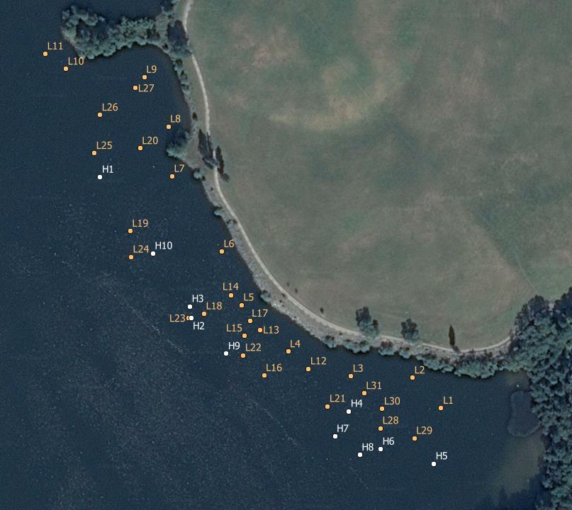 Naturvärdesinventering Lövsta Tabell 3. Resultat från bottenhugg. Storleksfördelning sediment (Σ100 % ) Sand/ Fin grov Gyttja Lera/Silt sand sand Grus/sten < 63 63-0.