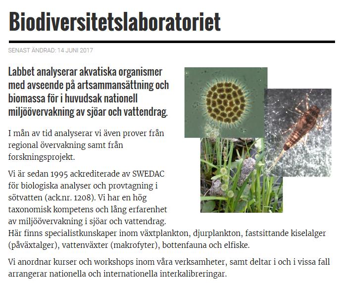 Kompentens på Institutionen för vatten och miljö https://www.slu.