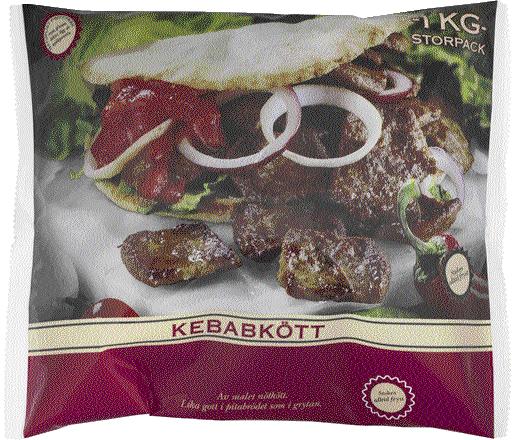 kcal Varav mättat fett 6,5 g 0 g 1,5 g Kebabkött 1 kg Nötkött 80 g, vatten, potatis,