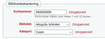 Vidare till låntagarens adressuppgifter. Beroende på bibliotekets meddelandeinställningar används denna adress för pappersutskick. Under rubriken kontakt skriver vi låntagarens telefonnummer.