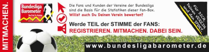 Kyritzer Knatterblatt 24 Nr. 03/2016 KW 18/16 bundesligabarometer.de bundesligabarometer.de ist Deutschlands größtes repräsentatives Sport-Umfrageportal. Fussball-Fans bewerten den aktuellen Spieltag.
