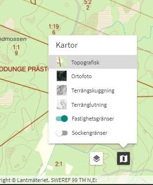 När du loggar in i Fornreg ser du den topografiska kartan (fastighetskartan) i utzoomat läge.