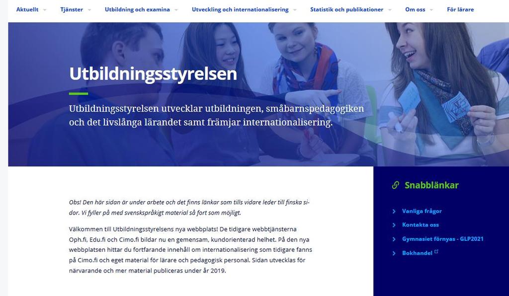 Utbildningsstyrelsens nya webbplats