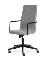 hög Design: inoff Beskrivning eknisk information Klädselmaterial Bizz är en bekväm stol med högre rygg Bredd: 65,5 cm Kundtyg K på kromat eller lackat snurrstativ med Bredd sittskal: 45 cm hjul och