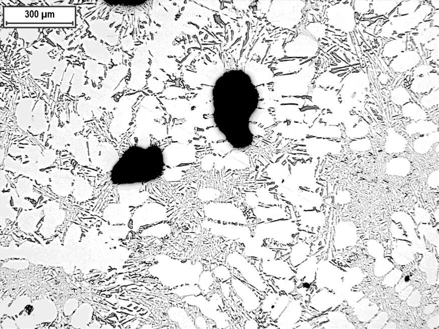 Bild 3 Prov 3 297 ppm Sr Förstoring: 55X Vissa områden uppvisar god förädling med avrundad kiselfas, medan vissa uppvisar den mer