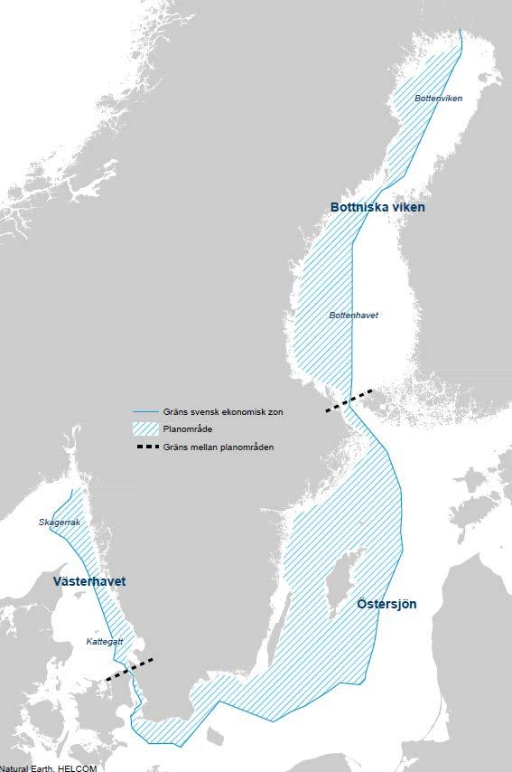 Den nya havsplaneringen Tre havsplaner Västerhavet, Östersjön, Bottniska viken Vägledning till myndigheter och kommuner vid planläggning och tillståndsprövning Området 1 nautisk mil